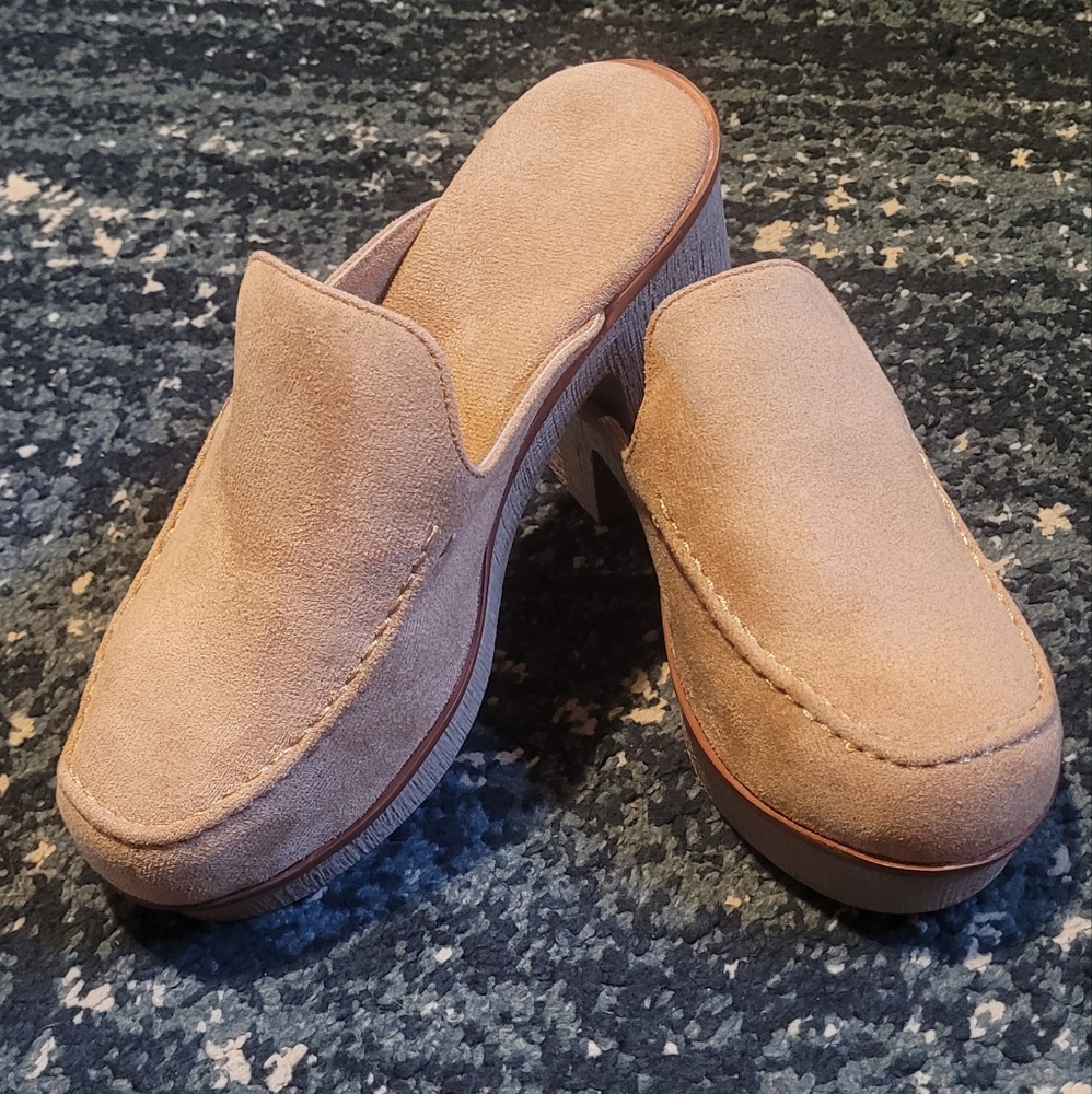 Suede Slip-On Mules in Blush Taupe